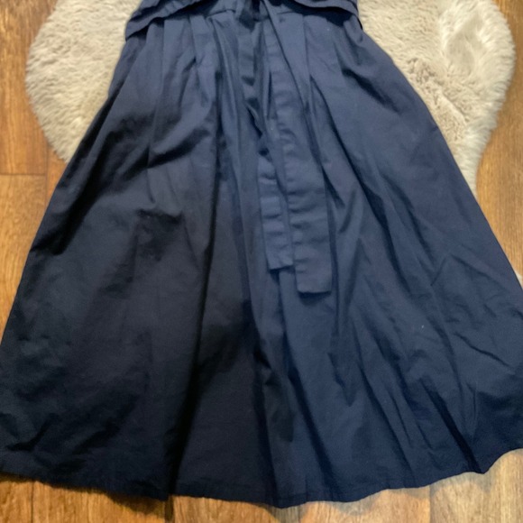 eShakti Dress Size‎ 2 XS Navy Blue Tie Front Pockets Cotton Made In India Midi - Picture 3 of 9